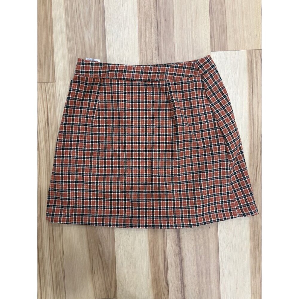 John Galt Brandy Melville Rust Plaid Adjustable Mini Skirt One Size - Picture 4 of 4